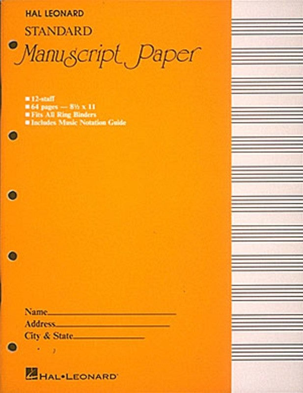 MANUSCRIPT PAPER STD 64PP 12 STAVE YELLOW