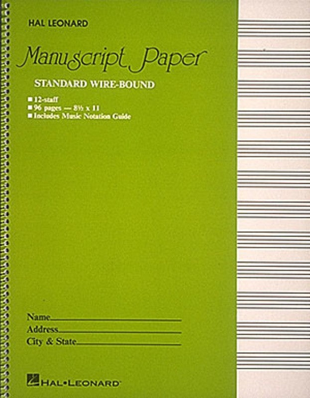 MANUSCRIPT WIREBOUND GREEN 96PP 12 STAVE