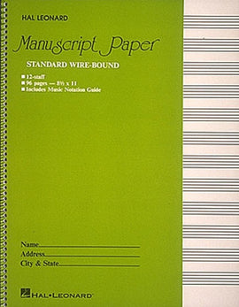 MANUSCRIPT WIREBOUND GREEN 96PP 12 STAVE