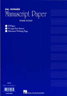 WIDE STAFF MANUSCRIPT 32PG BLUE 9 STAVE INTERLEAVED