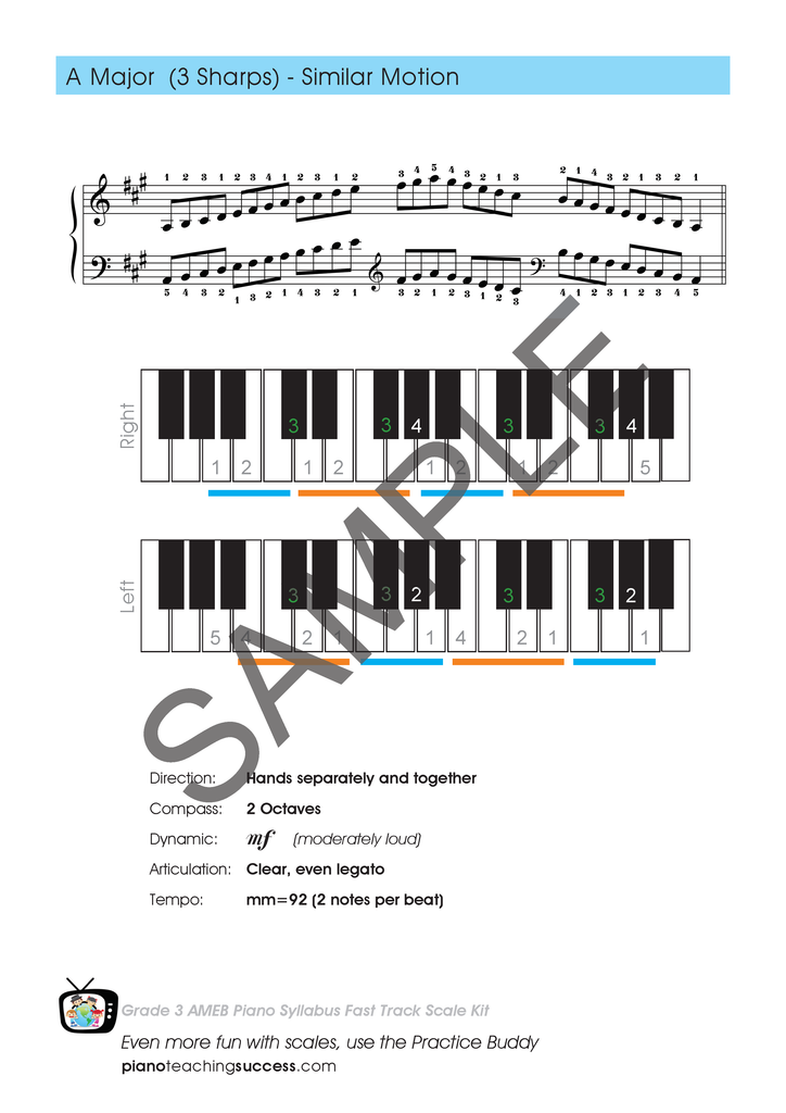 FAST TRACK SCALE KIT - AMEB PIANO (COMPREHENSIVE) GRADE 3