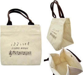Mini Cotton Tote Bag with I Love Music Design
