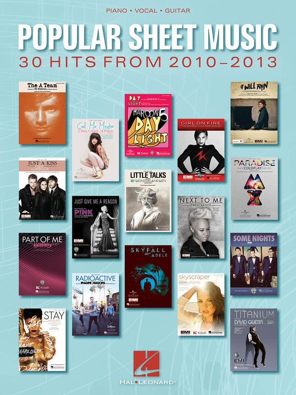 POPULAR SHEET MUSIC 30 HITS FROM 2010 - 2013 PVG