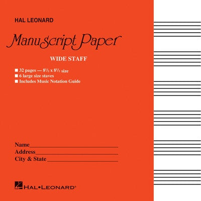 Wide Staff Manuscript Paper (Red Cover)