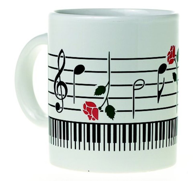 Mug Music Design Keyboard With Rose