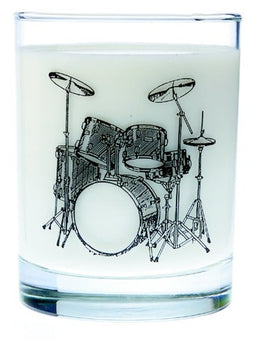 Glass Tumbler with Black 5 Piece Drum Set Imprint