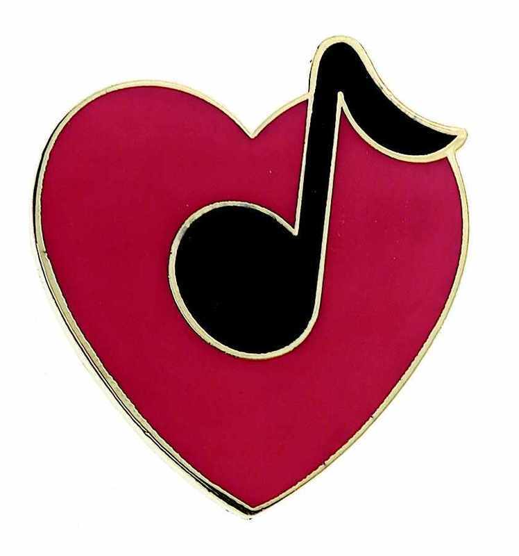Mini Pin Heart With 8Th Note Asstd Colors