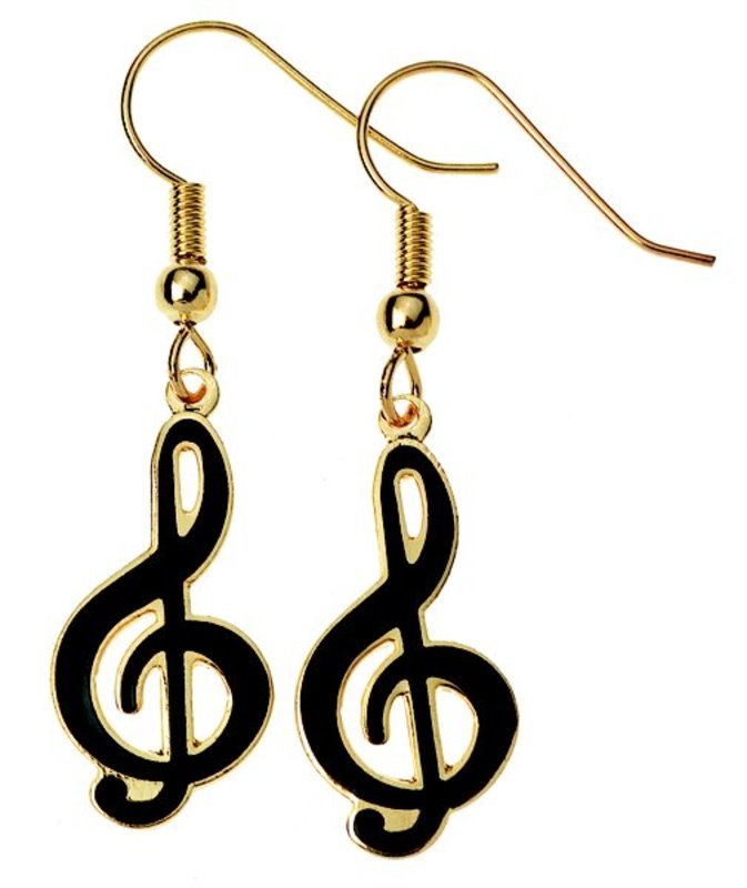 Earrings G Clef Black