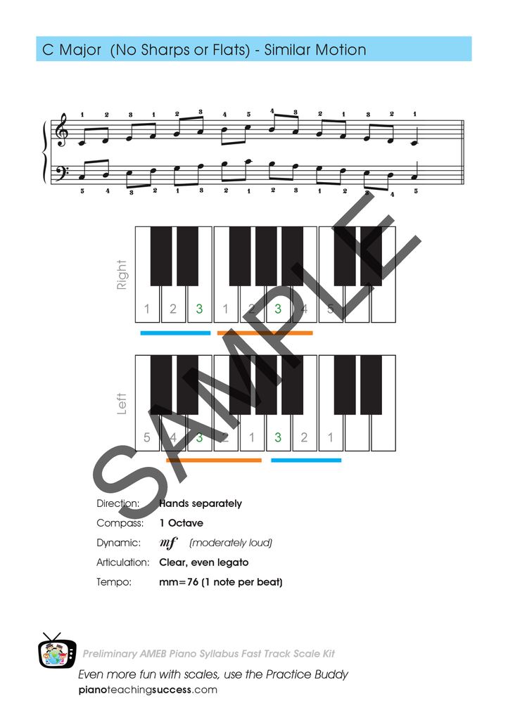 FAST TRACK SCALE KIT - AMEB PIANO (COMPREHENSIVE) PRELIMINARY