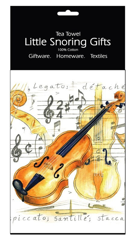 Little Snoring Tea Towel - Violin