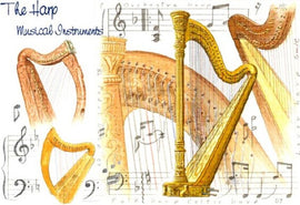 Greetings Card - Harp Design