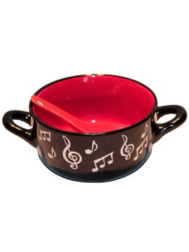 Music Note Bowl With Spoon - Red