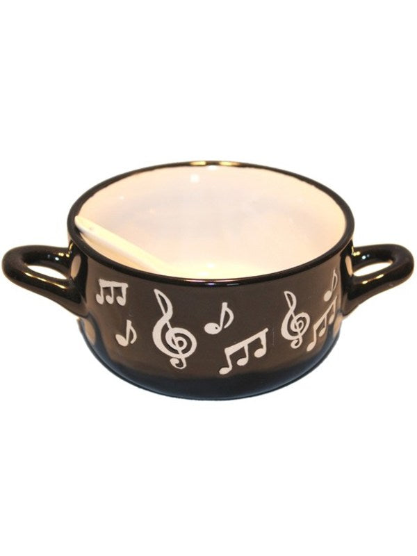 Music Note Bowl With Spoon - White