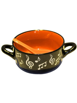 Music Note Bowl With Spoon - Orange