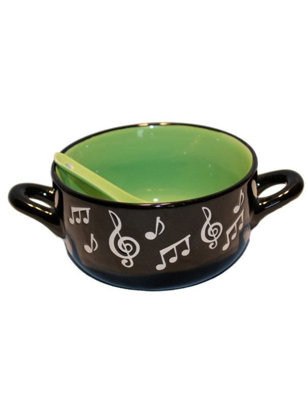 Music Note Bowl With Spoon - Green