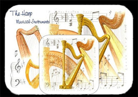Placemat and Coaster Set - Harp